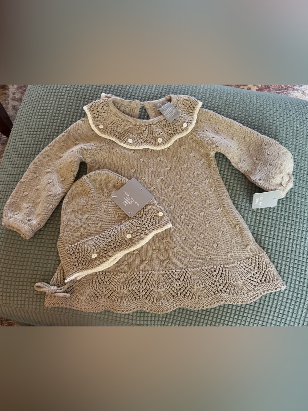 Tahari Baby Knit Dress and Cap